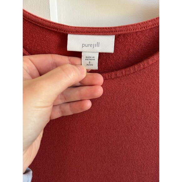 J. Jill Pure Jill Brick Red Jersey Knit Side Slit Midi Dress Petite Small - Picture 2 of 3